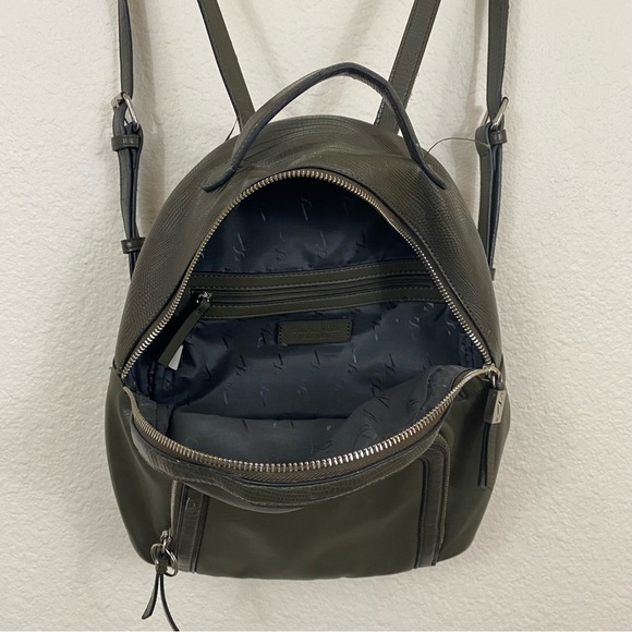 Simply Vera Olive Green Faux Leather Scale Embellished Zip Backpack Purse - Picture 6 of 14